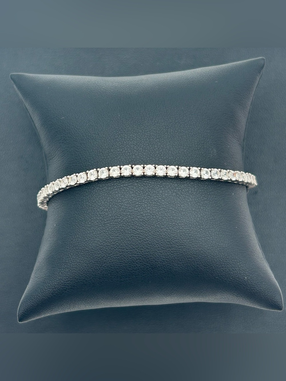 Sterling Silver Tennis Bracelet with Round Stones